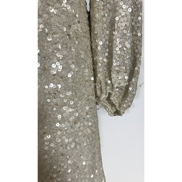 BHLDN Anthropologie Goldie Long Sleeve Sequence Short Mini Wedding Party Dress 4 - Picture 4 of 16